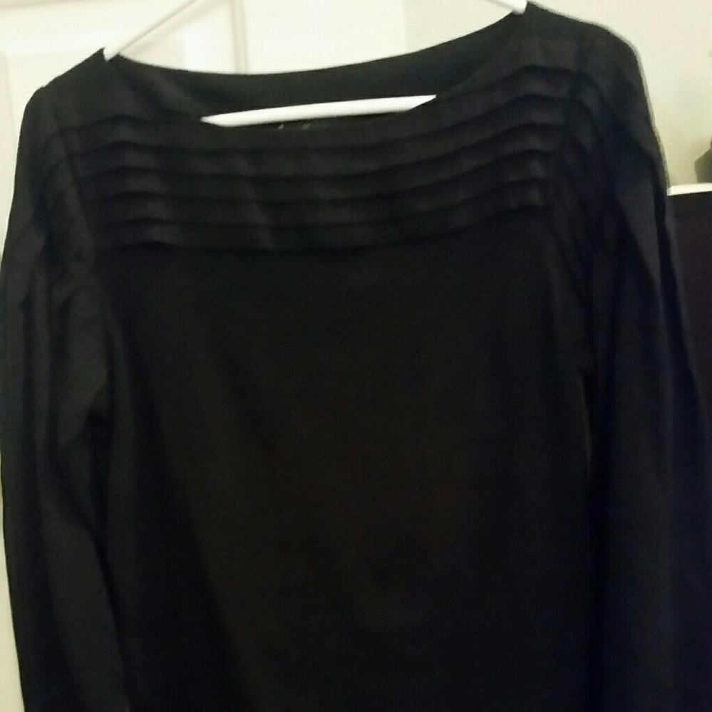 Anne Klein Black Top with Sheer Sleeves